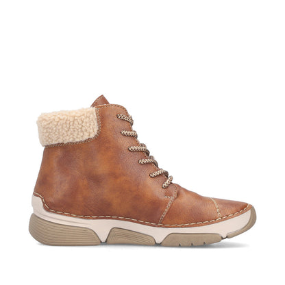 Rieker 45931-24 Brown Lace & Zip Ankle Boots