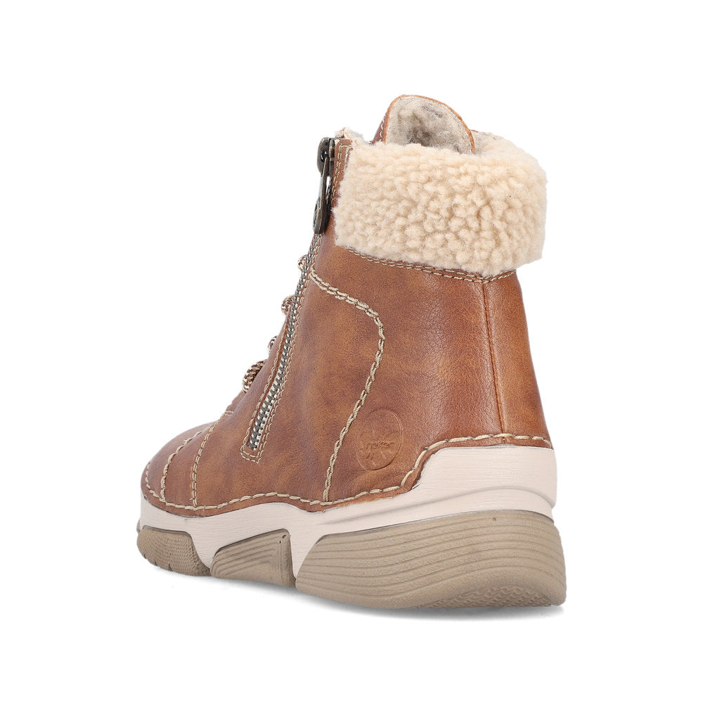 Rieker 45931-24 Brown Lace & Zip Ankle Boots