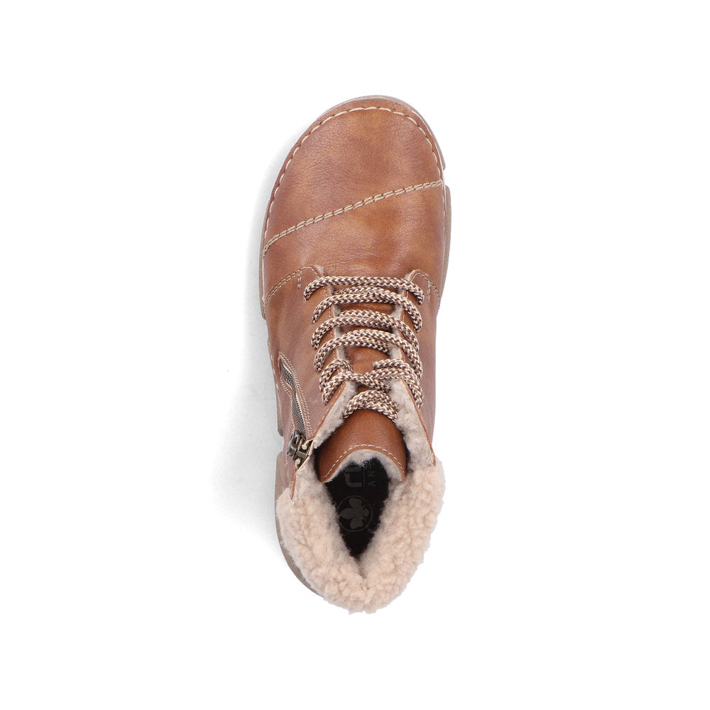 Rieker 45931-24 Brown Lace & Zip Ankle Boots