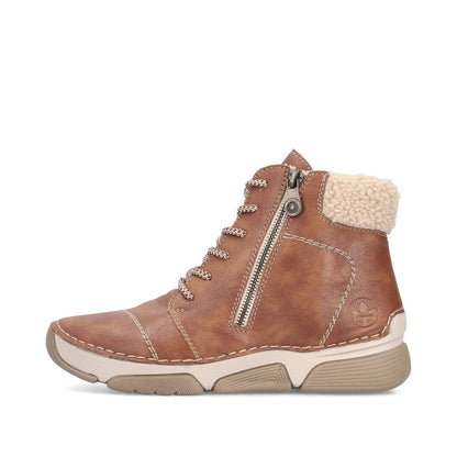 Rieker 45931-24 Brown Lace & Zip Ankle Boots