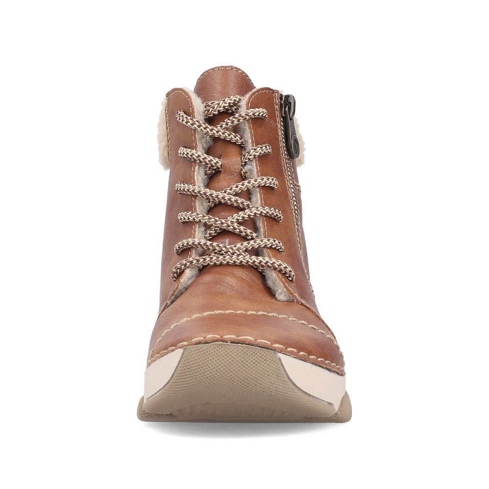 Rieker 45931-24 Brown Lace & Zip Ankle Boots