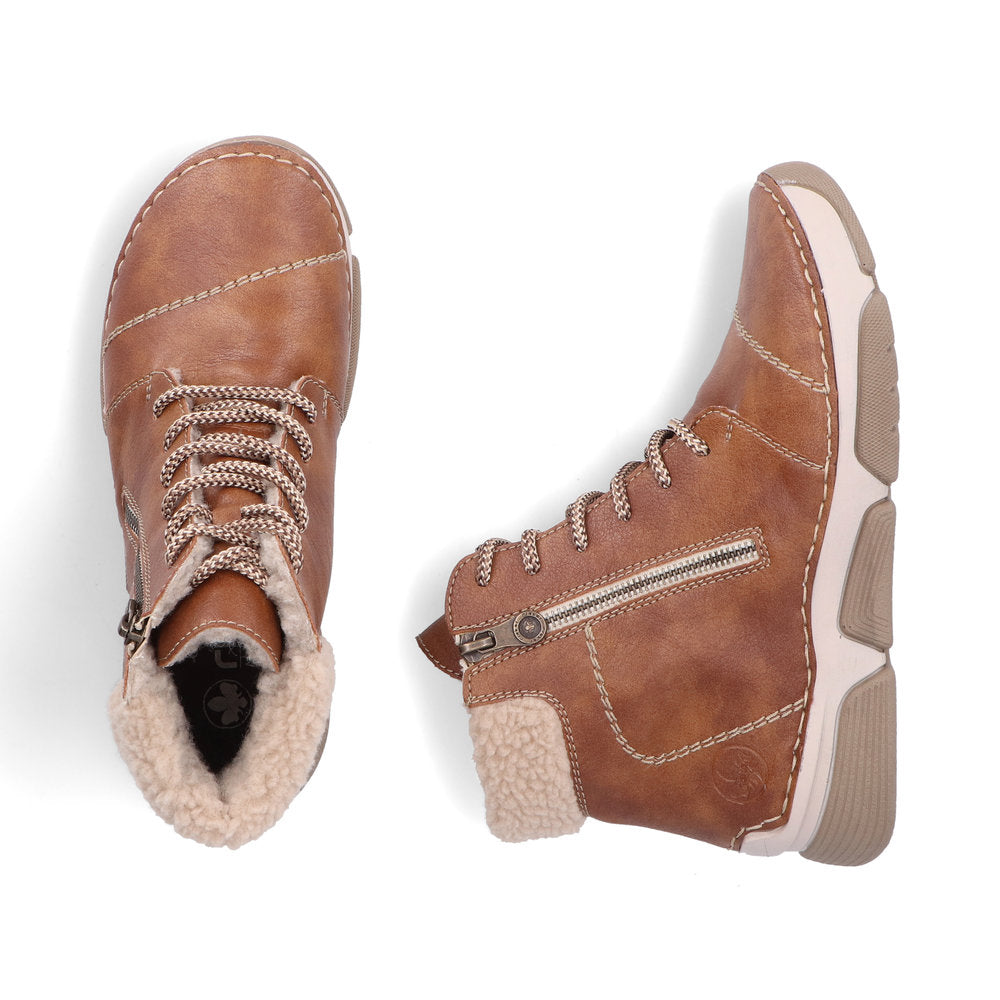 Rieker 45931-24 Brown Lace & Zip Ankle Boots