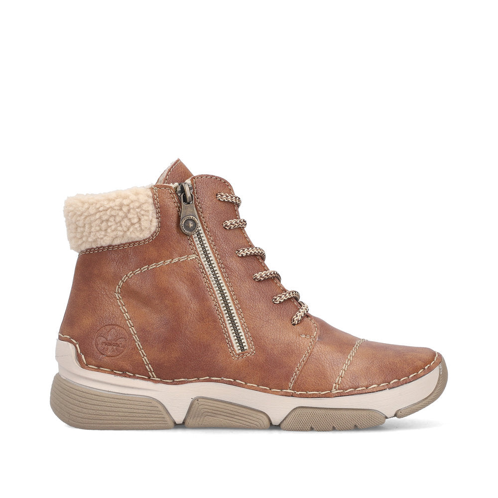 Rieker 45931-24 Brown Lace & Zip Ankle Boots
