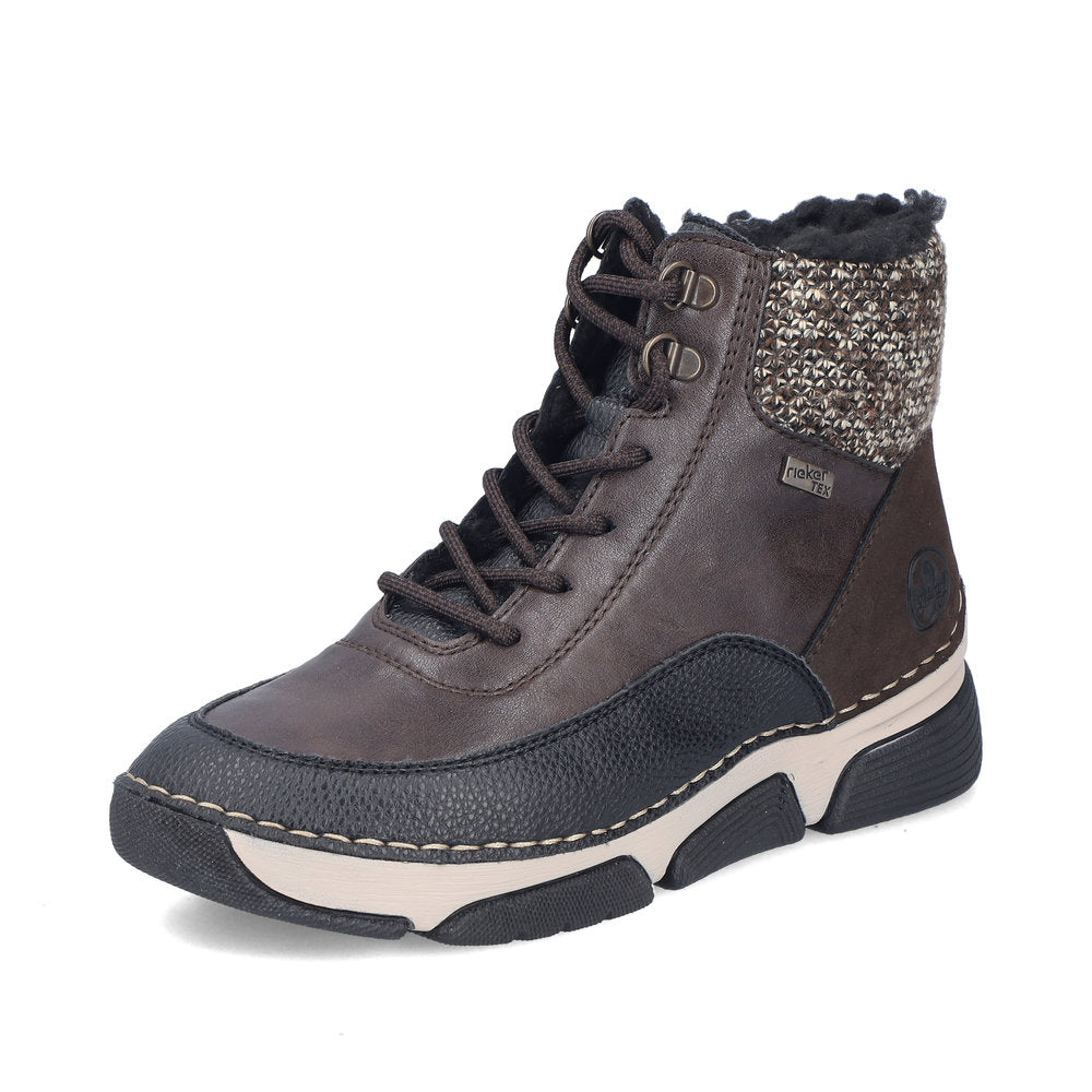 Rieker TEX 45956-25 Brown Black,& Beige Combi Boots