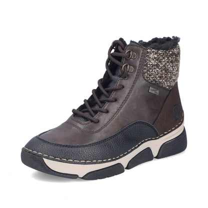 Rieker TEX 45956-25 Brown Black,& Beige Combi Boots