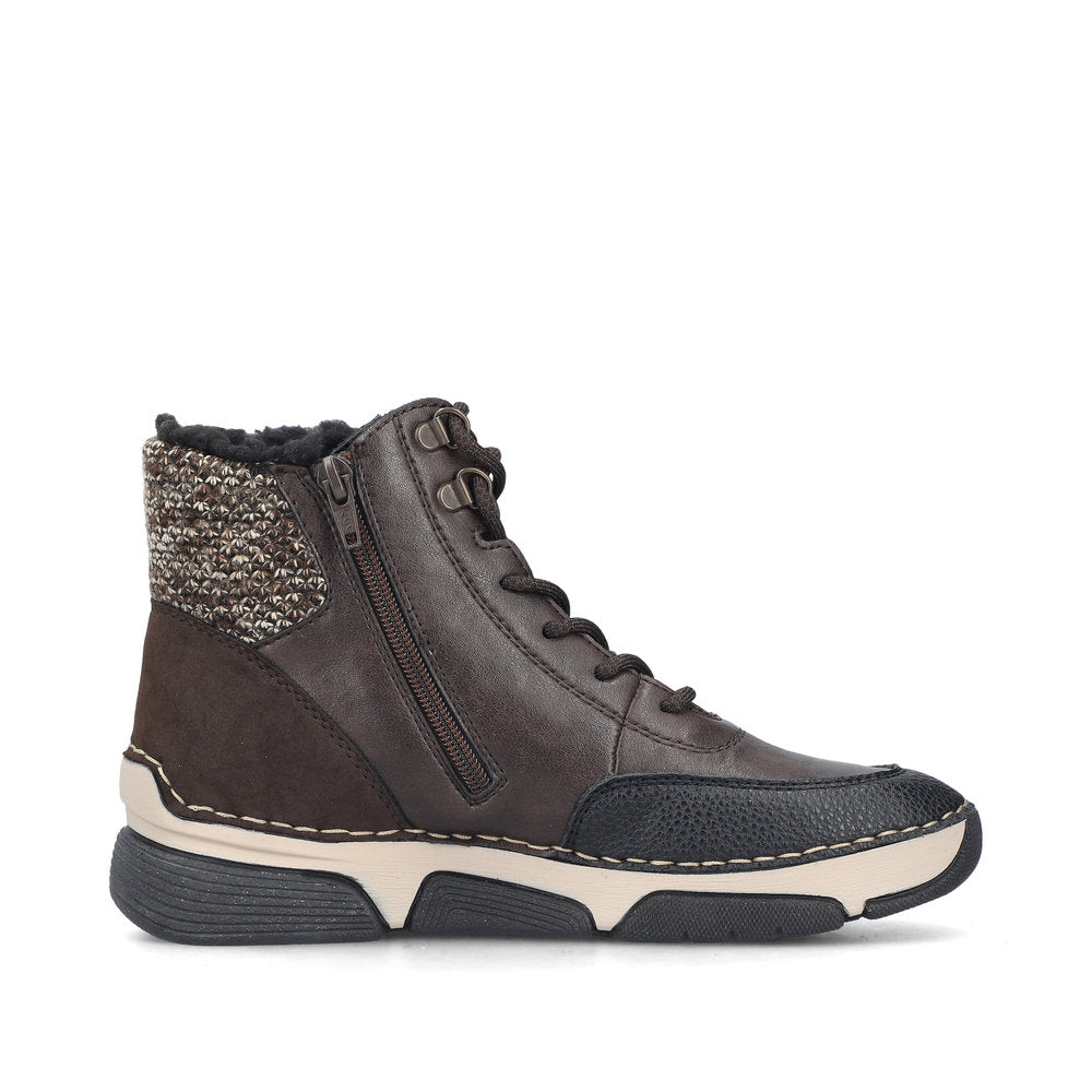 Rieker TEX 45956-25 Brown Black,& Beige Combi Boots