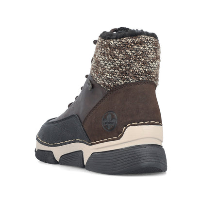 Rieker TEX 45956-25 Brown Black,& Beige Combi Boots