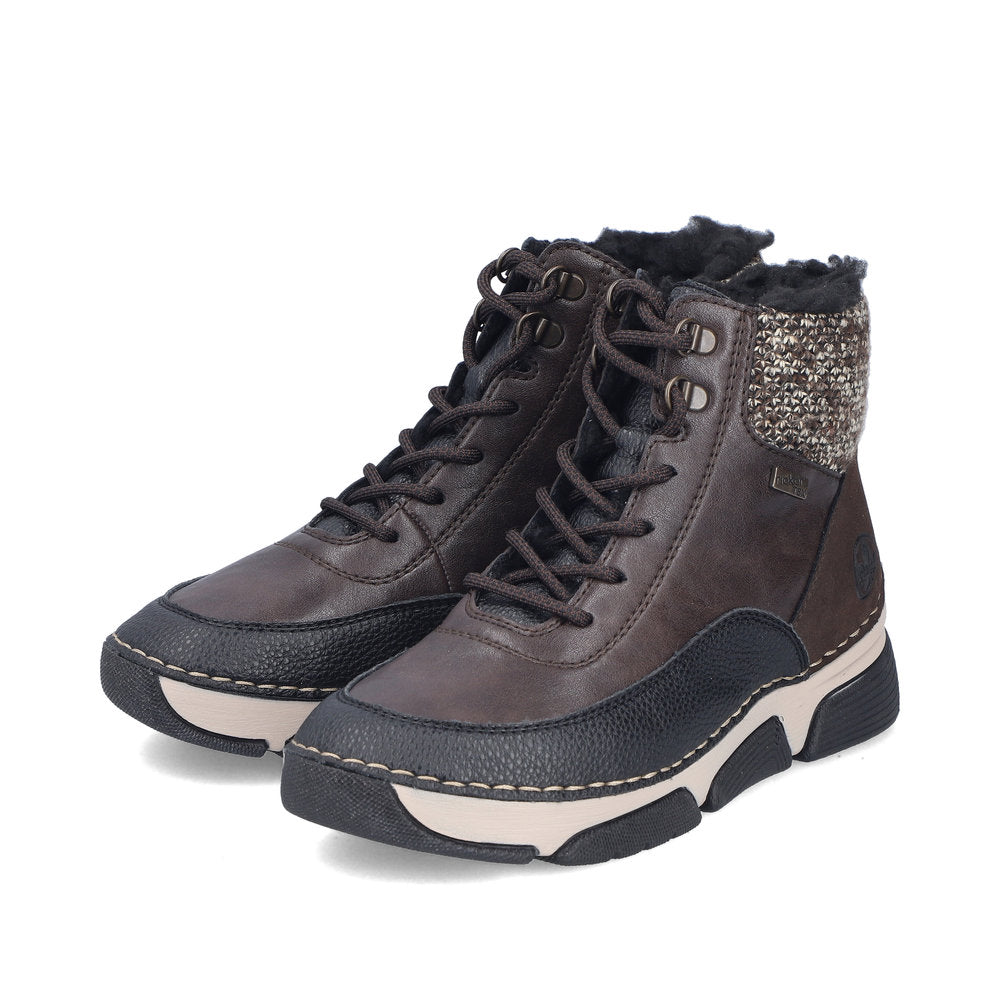 Rieker TEX 45956-25 Brown Black,& Beige Combi Boots