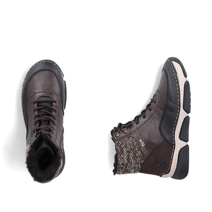 Rieker TEX 45956-25 Brown Black,& Beige Combi Boots