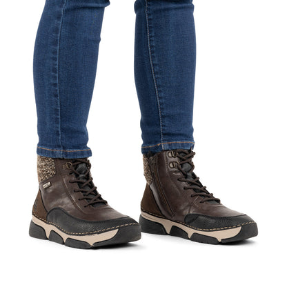 Rieker TEX 45956-25 Brown Black,& Beige Combi Boots