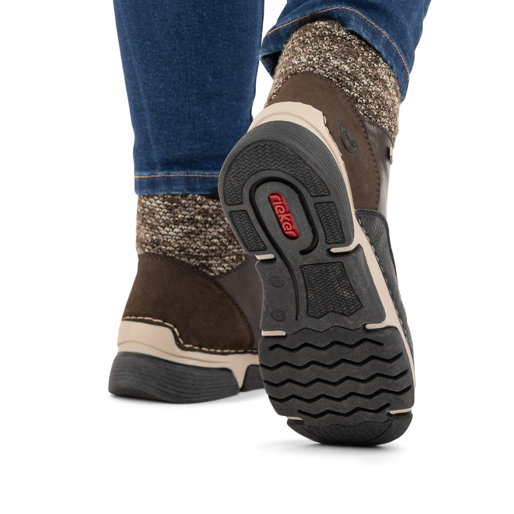 Rieker TEX 45956-25 Brown Black,& Beige Combi Boots