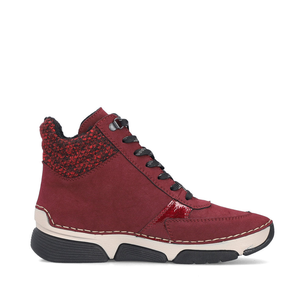 Rieker 45960-35 Burgundy Red & Black Lace Boots