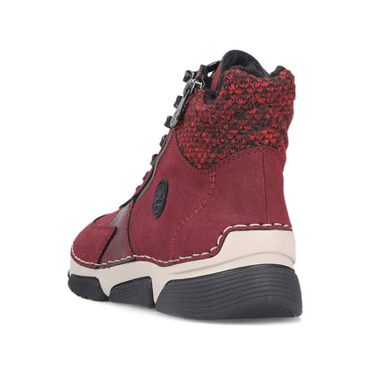 Rieker 45960-35 Burgundy Red & Black Lace Boots
