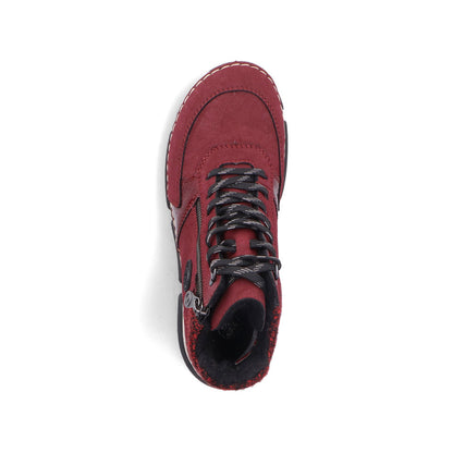 Rieker 45960-35 Burgundy Red & Black Lace Boots