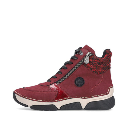 Rieker 45960-35 Burgundy Red & Black Lace Boots