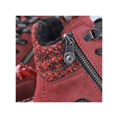 Rieker 45960-35 Burgundy Red & Black Lace Boots