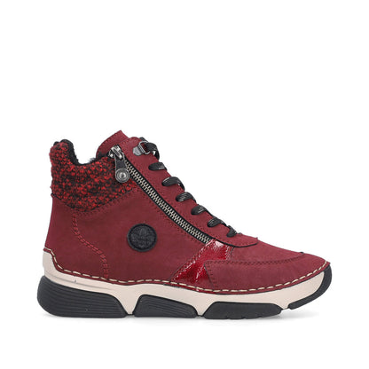 Rieker 45960-35 Burgundy Red & Black Lace Boots
