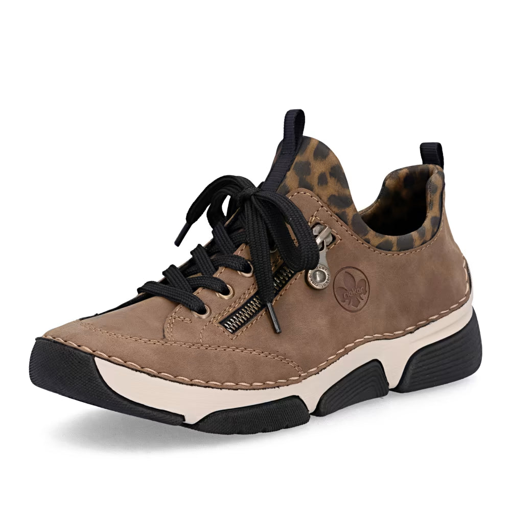 Rieker 45973-24 Brown Leopard Combi Slip On Shoes