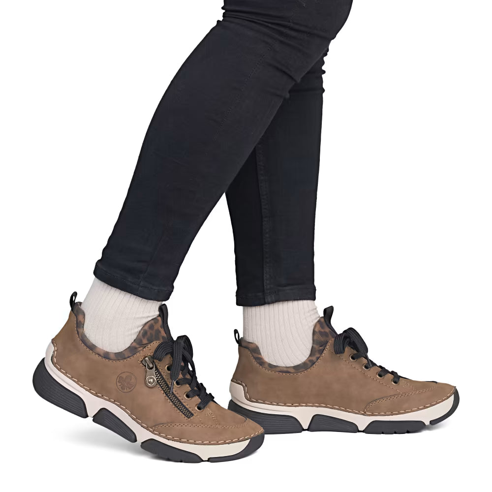 Rieker 45973-24 Brown Leopard Combi Slip On Shoes