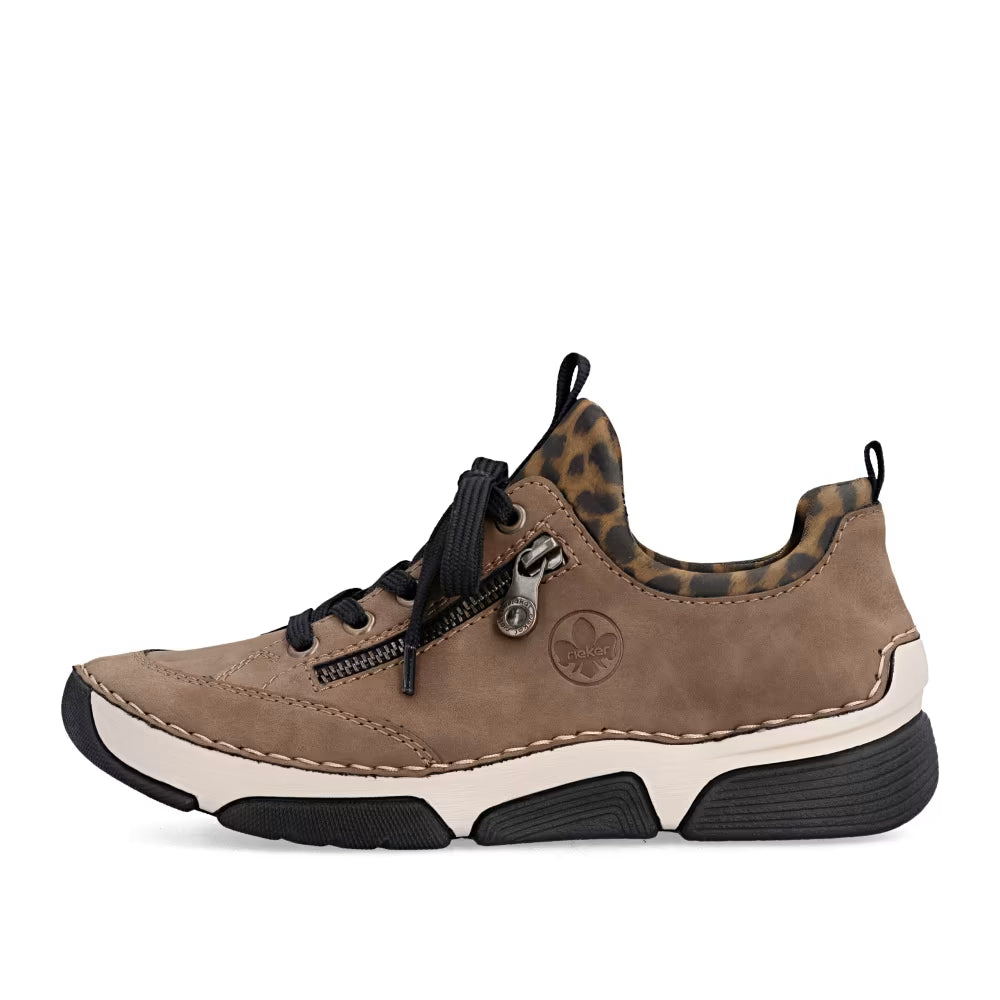 Rieker 45973-24 Brown Leopard Combi Slip On Shoes