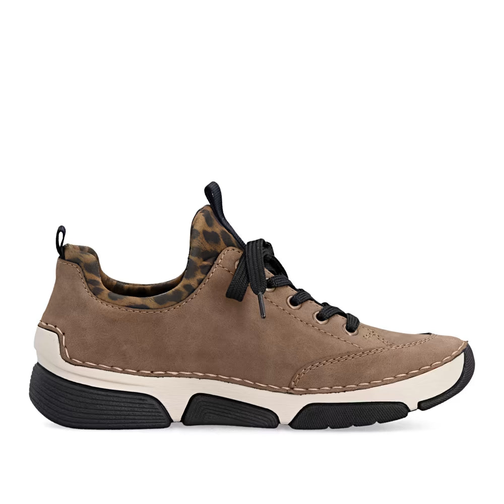 Rieker 45973-24 Brown Leopard Combi Slip On Shoes