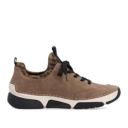 Rieker 45973-24 Brown Leopard Combi Slip On Shoes