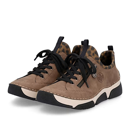 Rieker 45973-24 Brown Leopard Combi Slip On Shoes