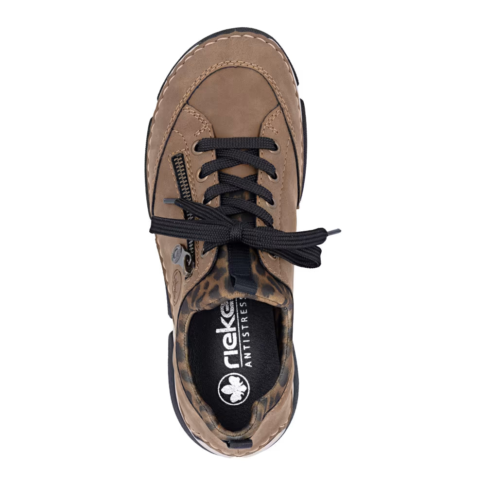 Rieker 45973-24 Brown Leopard Combi Slip On Shoes