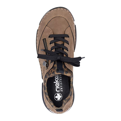 Rieker 45973-24 Brown Leopard Combi Slip On Shoes