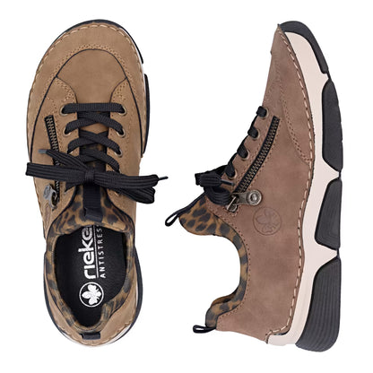 Rieker 45973-24 Brown Leopard Combi Slip On Shoes
