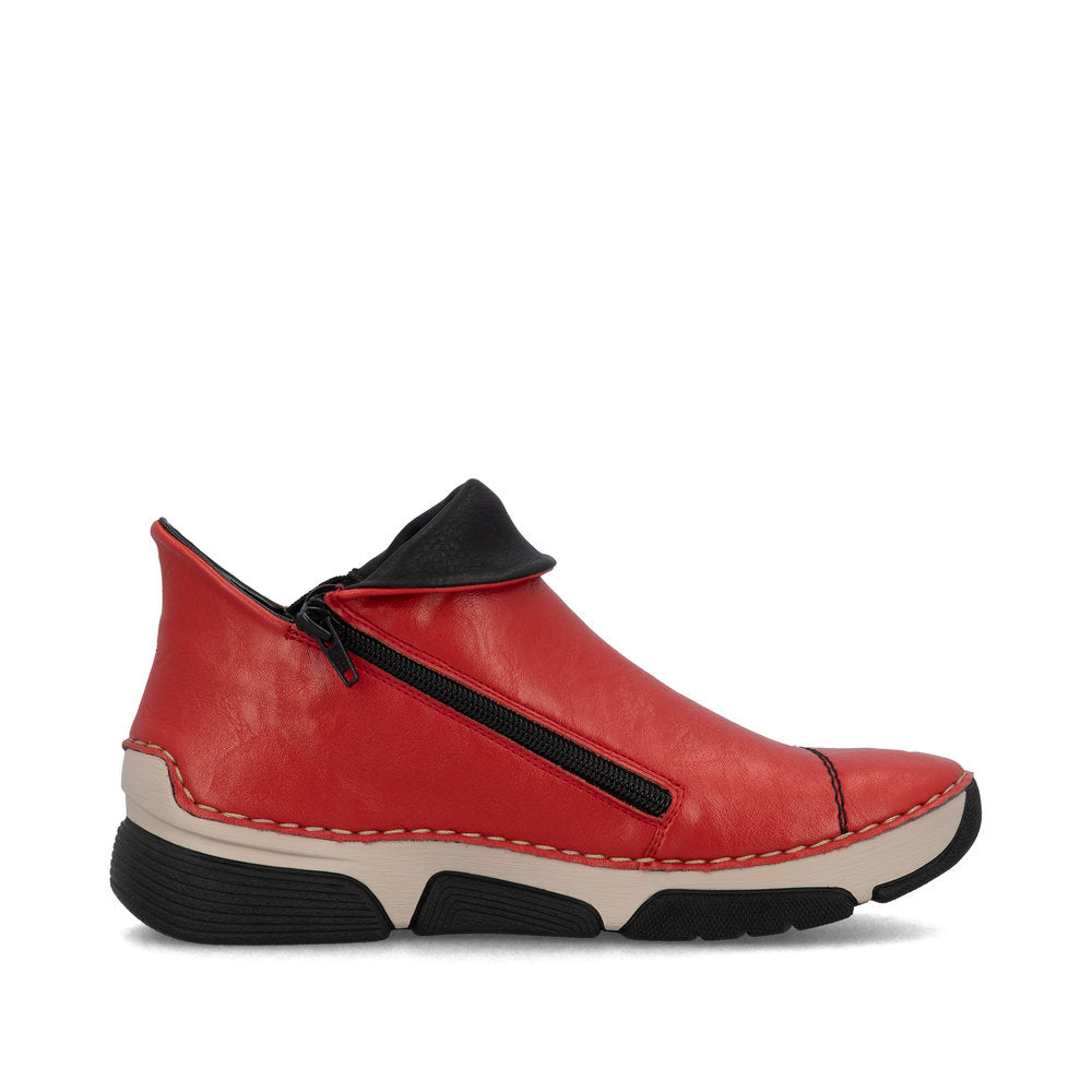 Rieker 45983-33 Red Ankle Boots with Black Trim