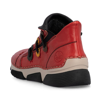 Rieker 45983-33 Red Ankle Boots with Black Trim