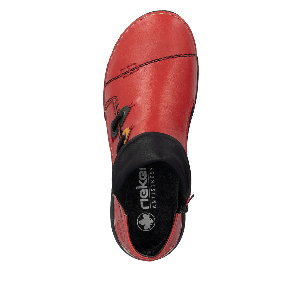 Rieker 45983-33 Red Ankle Boots with Black Trim