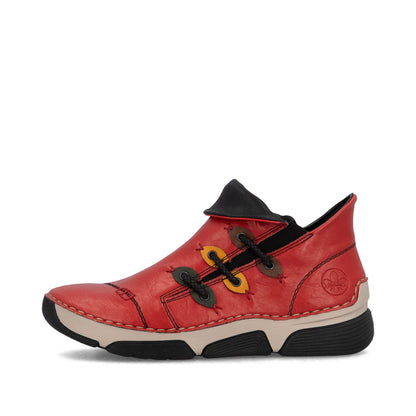 Rieker 45983-33 Red Ankle Boots with Black Trim