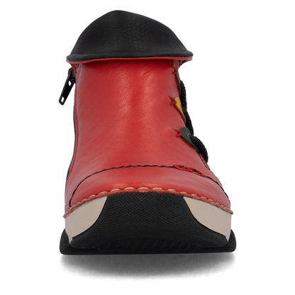 Rieker 45983-33 Red Ankle Boots with Black Trim