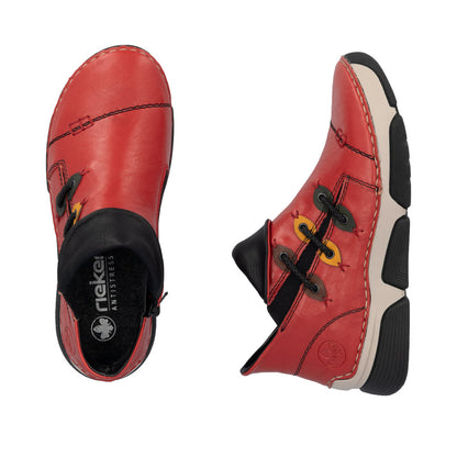 Rieker 45983-33 Red Ankle Boots with Black Trim