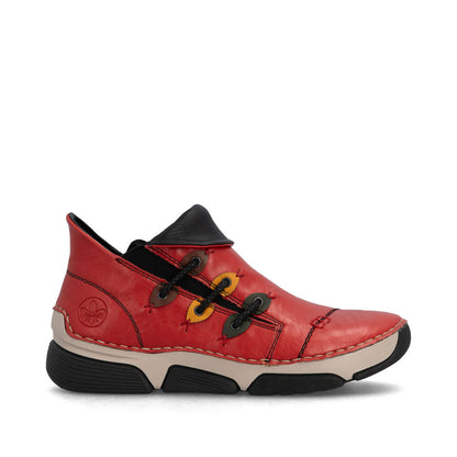Rieker 45983-33 Red Ankle Boots with Black Trim