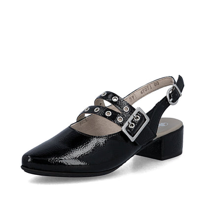 Rieker 47071-00 Black F 1/2 Fit Slingback Low Heels