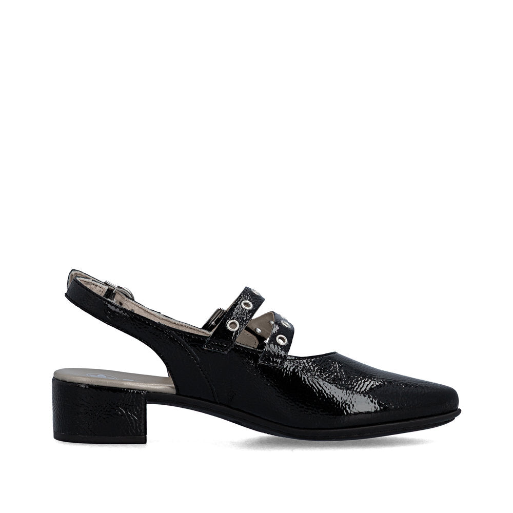 Rieker 47071-00 Black F 1/2 Fit Slingback Low Heels
