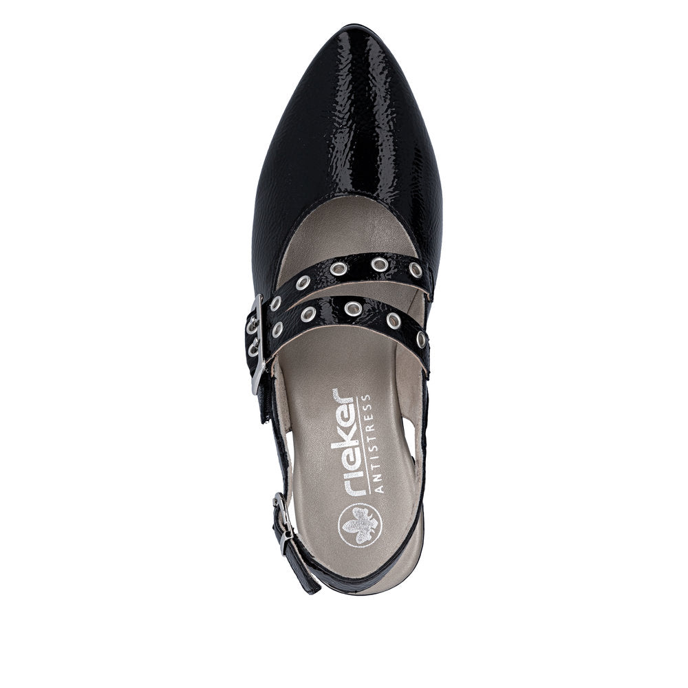 Rieker 47071-00 Black F 1/2 Fit Slingback Low Heels