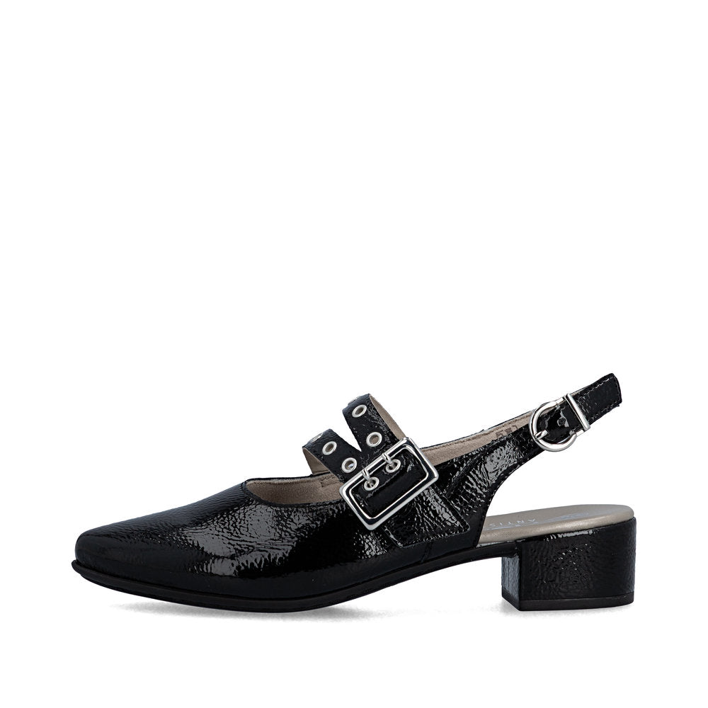 Rieker 47071-00 Black F 1/2 Fit Slingback Low Heels