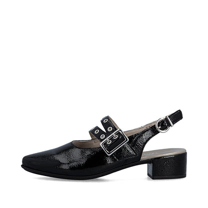 Rieker 47071-00 Black F 1/2 Fit Slingback Low Heels