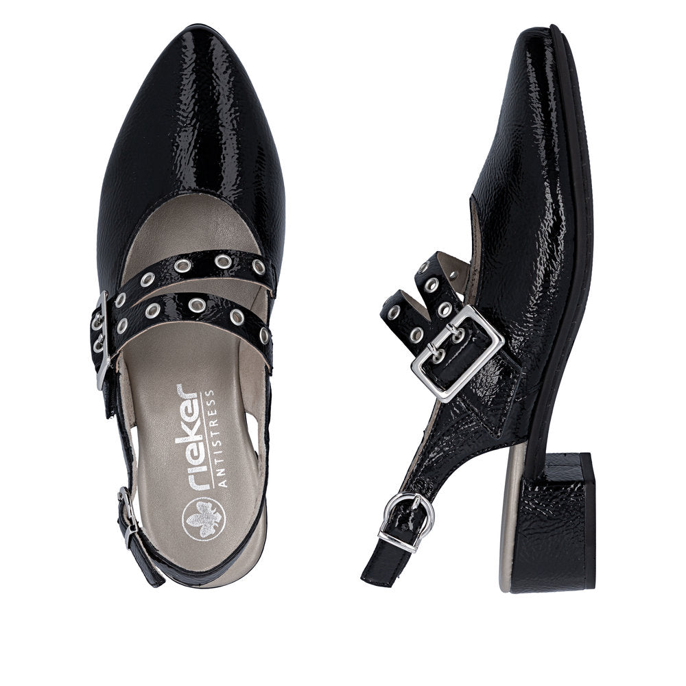 Rieker 47071-00 Black F 1/2 Fit Slingback Low Heels