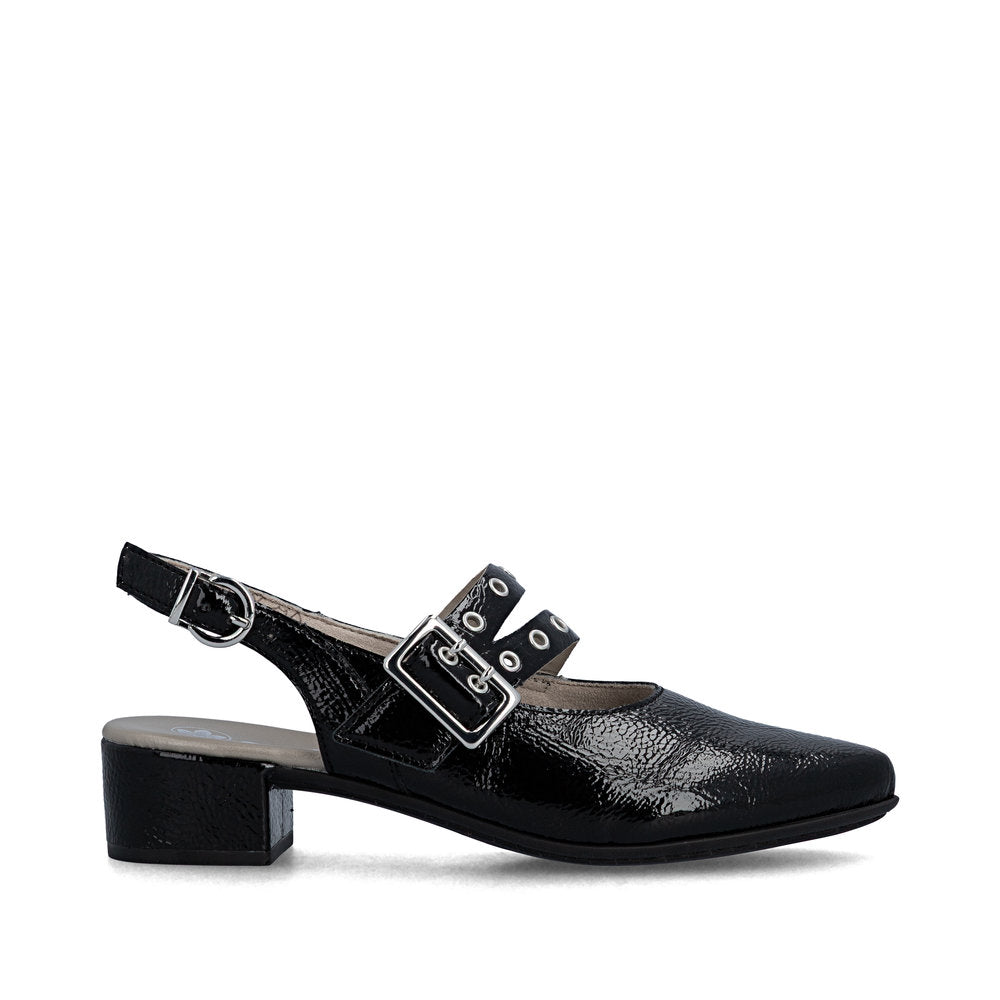 Rieker 47071-00 Black F 1/2 Fit Slingback Low Heels