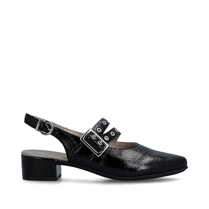 Rieker 47071-00 Black F 1/2 Fit Slingback Low Heels