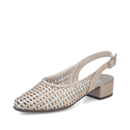 Rieker 47078-90 Silver Gold F 1/2 Fit Slingback Low Heels