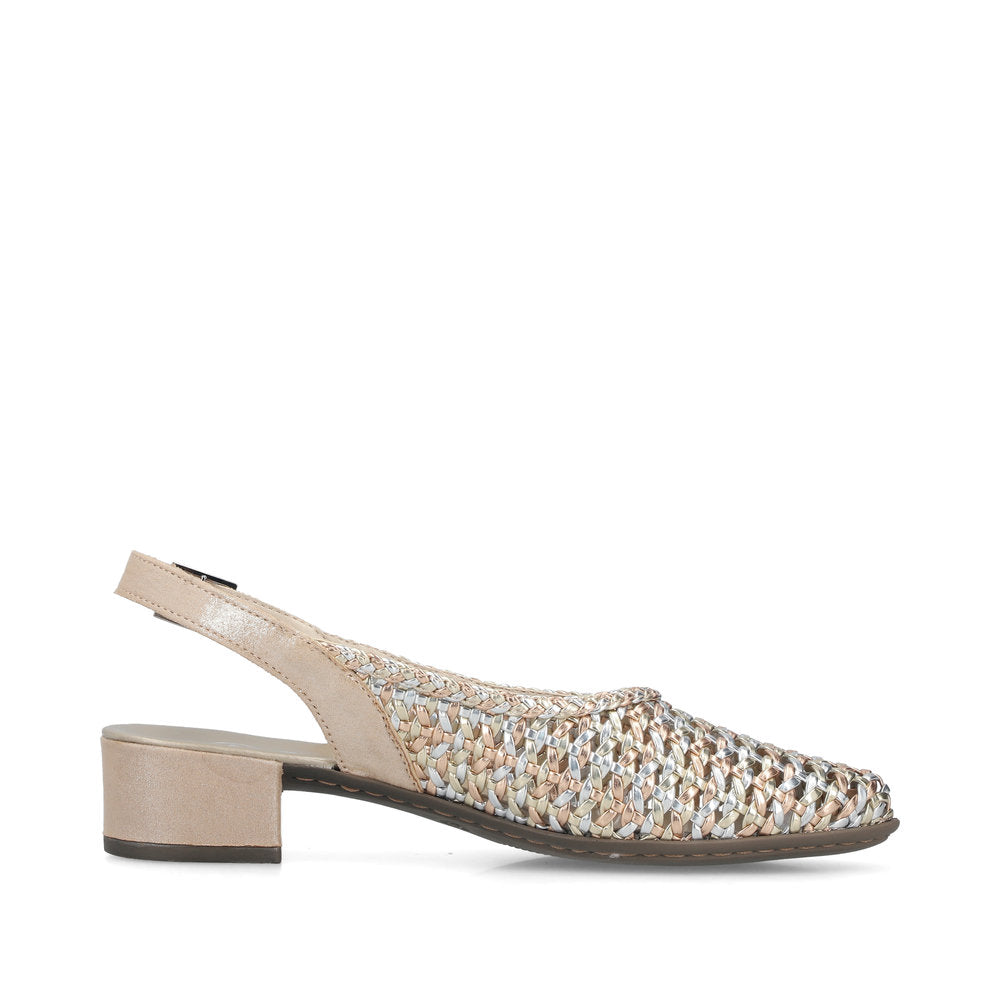 Rieker 47078-90 Silver Gold F 1/2 Fit Slingback Low Heels