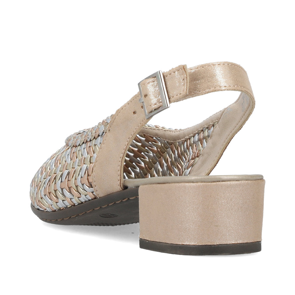 Rieker 47078-90 Silver Gold F 1/2 Fit Slingback Low Heels