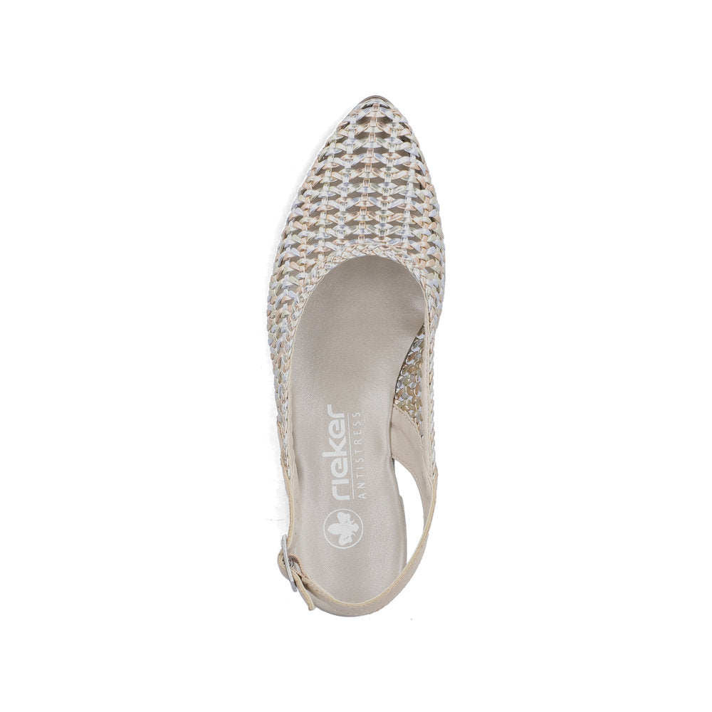 Rieker 47078-90 Silver Gold F 1/2 Fit Slingback Low Heels