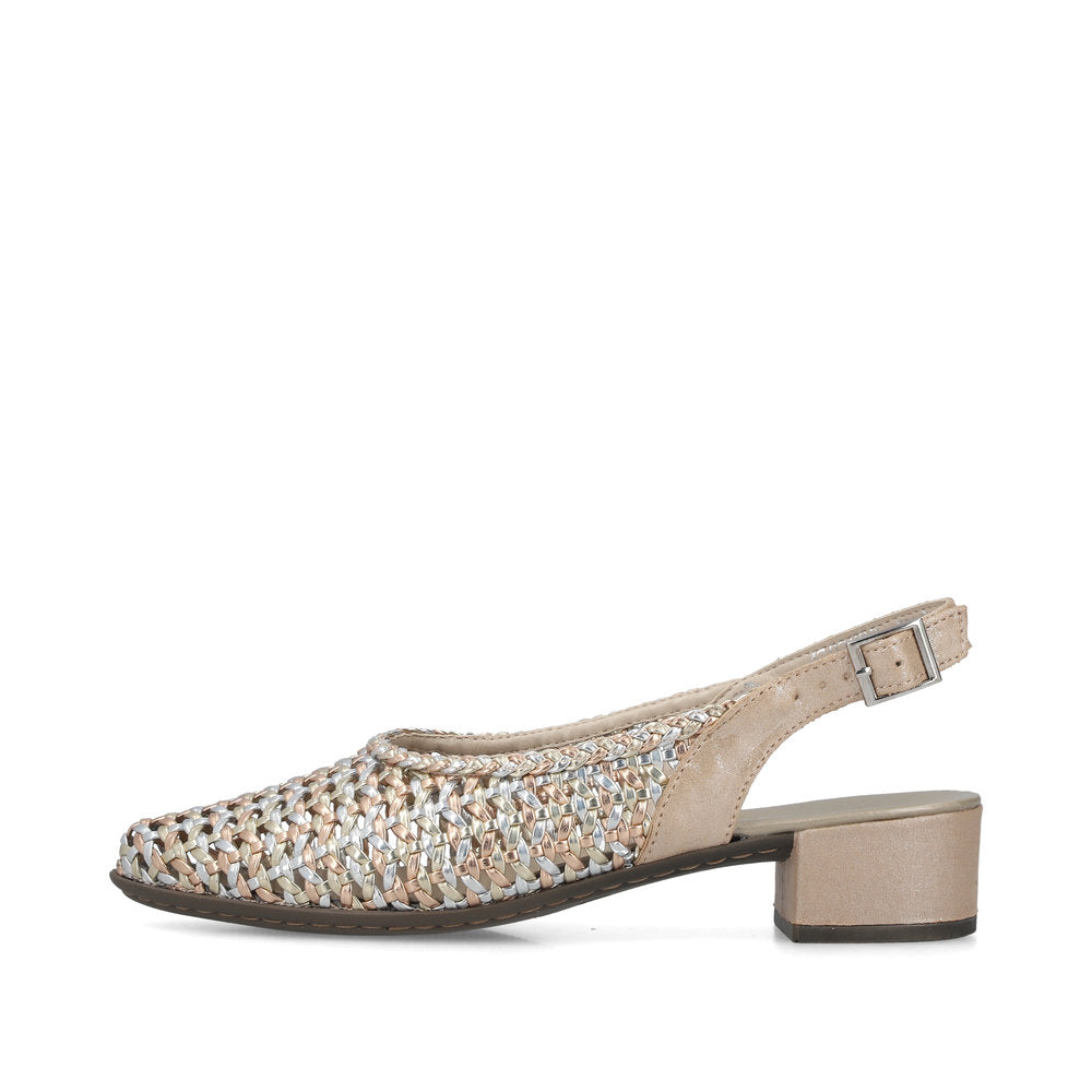 Rieker 47078-90 Silver Gold F 1/2 Fit Slingback Low Heels